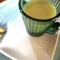 Amuse bouche asparagus potato soup  at Lluvia in Alicante