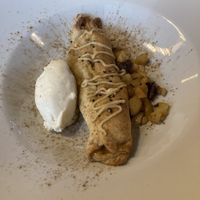 Apple strudel with cinnamon ice cream  at Lluvia in Alicante