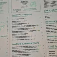 Menu at Lluvia in Alicante