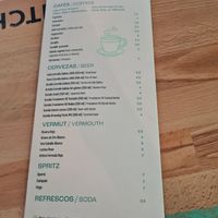 Menu at Lluvia in Alicante