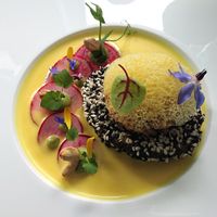 Mit geröstetem Sesam umhüllte Avocado at Farbenfroh in Essen