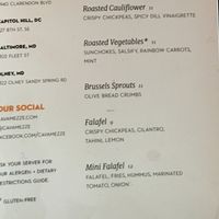 vegan menu at Cava Mezze in Rockville