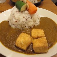Curry with Everest-size rice  at Minami Aoyama Yasai Kichi in Yokohama
