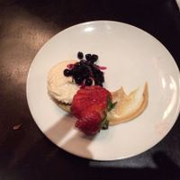 Excellent vegan cheesecake with a peanut butter sauce on the bottom... at EVOO in the Courtyard in St Johns