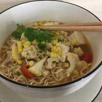 Tom Yum Noodle Soup at Simple Lifestyle Healthy Vegetarian Cafe in Central Singapore