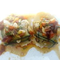 Courgette ravioli with mashed potatoes at Antonio's Restaurant in Cartagena