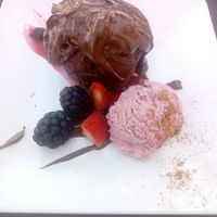 Chocolate brownie (more of a cupcake though) at Antonio's Restaurant in Cartagena