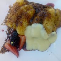 Apple cake with custard at Antonio's Restaurant in Cartagena