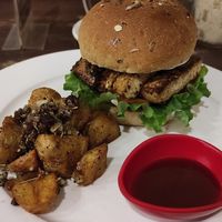 Tofu burguer at French Bakery in Kathmandu