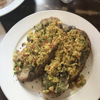 Toast with scrambled eggs   at French Bakery in Kathmandu