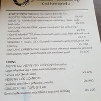 Menue 2 at French Bakery in Kathmandu