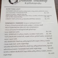 Menue 3 at French Bakery in Kathmandu