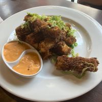 Crispy tofu sticks (sauce is a bit spicy) at French Bakery in Kathmandu