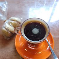 Coffee and vegan cookies at French Bakery in Kathmandu
