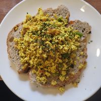 Tofu scramble - soft and flavorful at French Bakery in Kathmandu