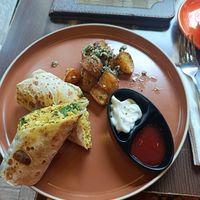 Scrambled tofu wrap at French Bakery in Kathmandu