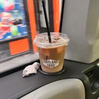 iced oat milk latte  at Wayland's Yard in Worcester