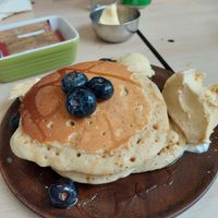 Vegan pancakes and icecream . at The Corra Linn in Salou