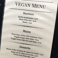 Vegan Menu - September 2017 at The Corra Linn in Salou
