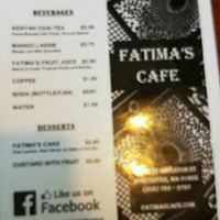 one side menu at Fatima's in Worcester