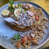 Banana, almond and granola pancakes 🥞 at Where The Pancakes Are in South East London