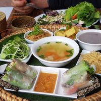 Vegetarian sample platter  at Bamboo Tree Lao Cooking School and Restaurant in Luang Prabang