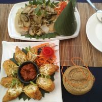 stuffed bamboo sprouts & creen curry at Bamboo Tree Lao Cooking School and Restaurant in Luang Prabang