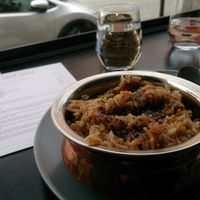 vegan: rice with tamarind and pickles. VERY SPICY!!!!!!!! at The South Indian in Aarhus