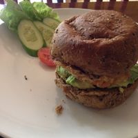avocado and tempe burger had no flavour.
 at Blue Diamond in Chiang Mai