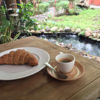 vegan croissant plus espresso! at Blue Diamond in Chiang Mai