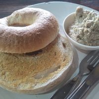 Bagel with weird cream cheese at Blue Diamond in Chiang Mai
