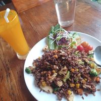 Mushroom fried rice and turmeric lemonade at Blue Diamond in Chiang Mai