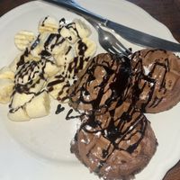 Chocolate waffles and banana  at Blue Diamond in Chiang Mai