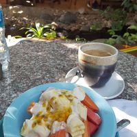 Fruits with soy yogurt at Blue Diamond in Chiang Mai