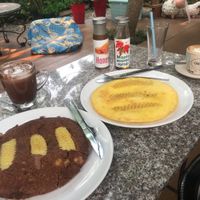 Vegan pancakes - banana & chocolate and plain banana  at Blue Diamond in Chiang Mai