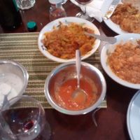 veg & channa Saak, tomatoe chutney, part of the thali at Mangla's Spice of Life in Cardiff