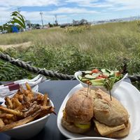 Bahn mi with fries and a view  at Tin Pan Alley in Provincetown