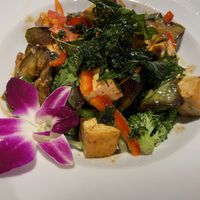 Spicy eggplant was soft and succulent with crisp broccoli and basil.  at Noi Thai in Honolulu