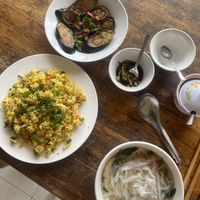 Eggplant, fried rice & pho  at Quán ăn chay Truong An in Hue