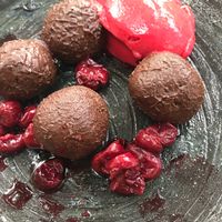 Chocolate berry dessert  at Mandala in Belgrade