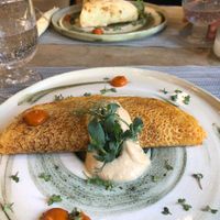 Chickpea pancake with spinach  at Mandala in Belgrade