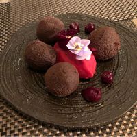Incredibly good dessert: berry chocolate at Mandala in Belgrade