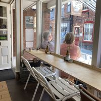 Very popular outside seating area, lovely area.  at Bailgate Deli in Lincoln