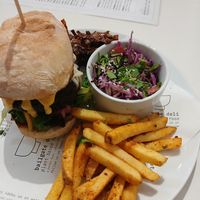 Indian burger & Fries (22/8) at Bailgate Deli in Lincoln