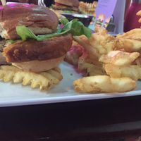 Faux-chick with the special sauce !!! at Morels Cafe in Louisville