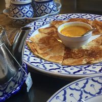 Beautiful interior and china. We asked for the side hot sauce tray. at Sawasdee Thai Cuisine in Ventura