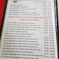Menu at Abudi in Sao Paulo