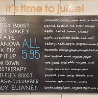 Juice list at Eliane in Hungerford