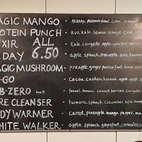 Smoothie list at Eliane in Hungerford