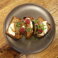Banana bread with cashew cream cheese and figs at The Curious Kitchen in Brixham